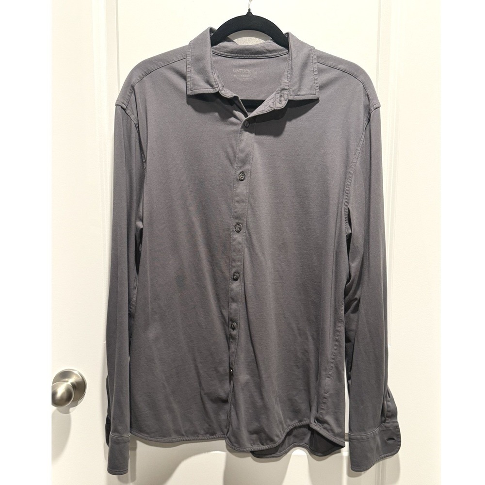 Untuckit Mens Gray Collared‎ Dress Shirt Large L Work Office Casual Untuck It
